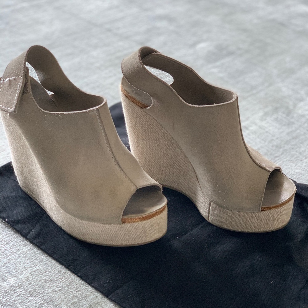Pedro Garcia Wedge Sandal Suede -38 Platform Heel